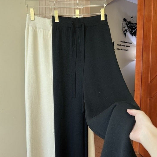 Pantalones Anchos de Punto Minimalista para Mujer - Image 7