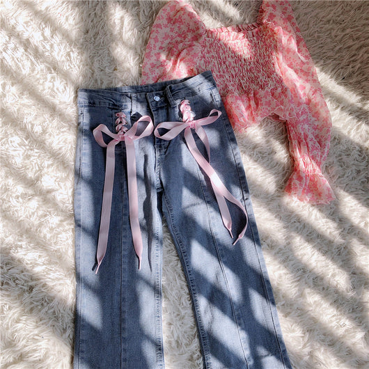 Jeans Talle Alto Ajustado con Cordones de Moda para Mujer - Image 12