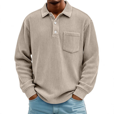 Polo Manga Larga de Pana a Rayas para Hombre - Image 5