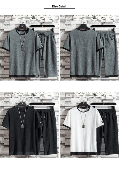 Conjunto de Camiseta Ice Silk para Hombre - Estilo Casual Holgado - Image 10