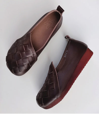 Zapatos Tejidos de Cuero Retro para Mujer - Casual y Versátil - Image 13