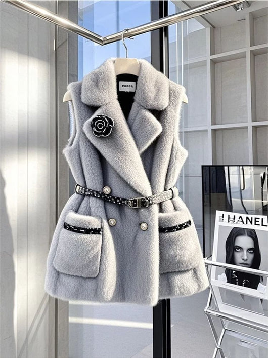 Vestido Ajustado Estilo Francés Gris Ceñido a la Cintura - Image 10