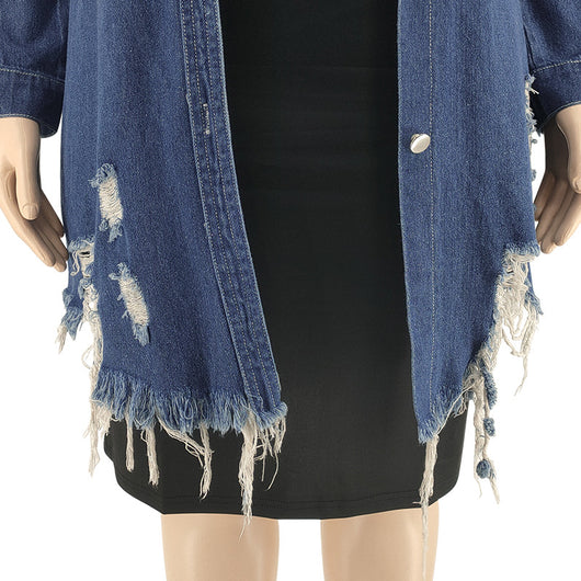 Abrigo Cardigan de Mezclilla Desgastada con Efecto Trench - Image 17