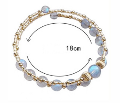 Pulsera de Piedra Luna Natural Doble Capa - Cristal Genuino - Image 6