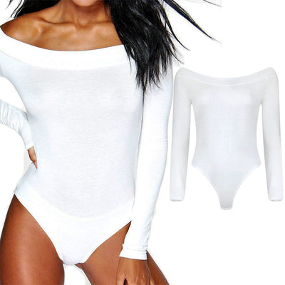 Blusa Bodysuit Hombros Descubiertos Stretch Suelta para Mujer Otoño - Image 10