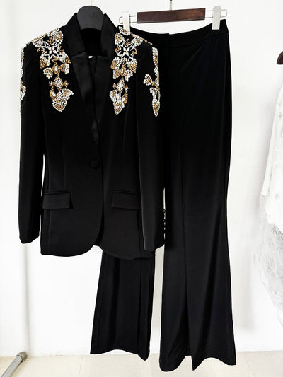 Traje Elegante con Blazer de Strass y Pantalón Dividido - Image 17
