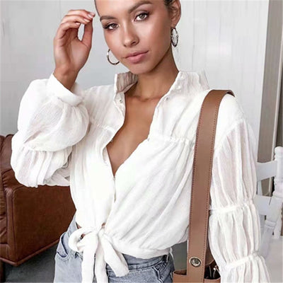 Camisa de Malla Transparente con Cuello de Pie y Mangas Largas - Image 10