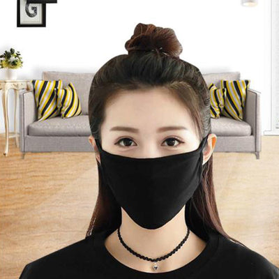 Ten solid-color ear-mounted face masks in blue, beige, maroon, light blue, black, light pink, hot pink, red, white, and purple. - Image 8