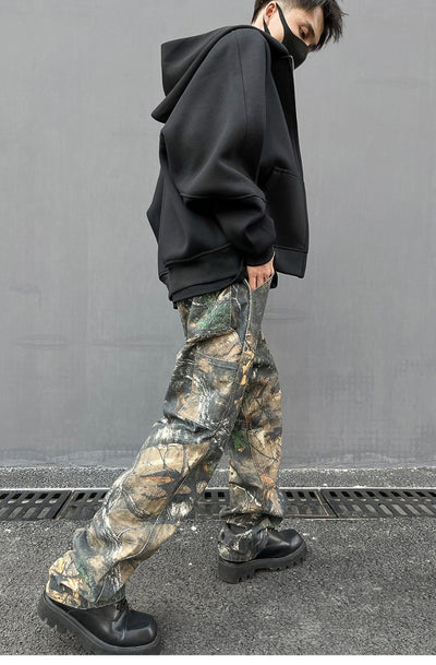 Jeans Hombre Patrón Camuflaje Árbol Corte Recto Oversize - Image 8