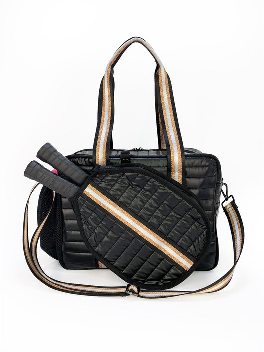 Bolsa Deportiva Tenis Crossbody a Rayas con Bandolera - Image 18