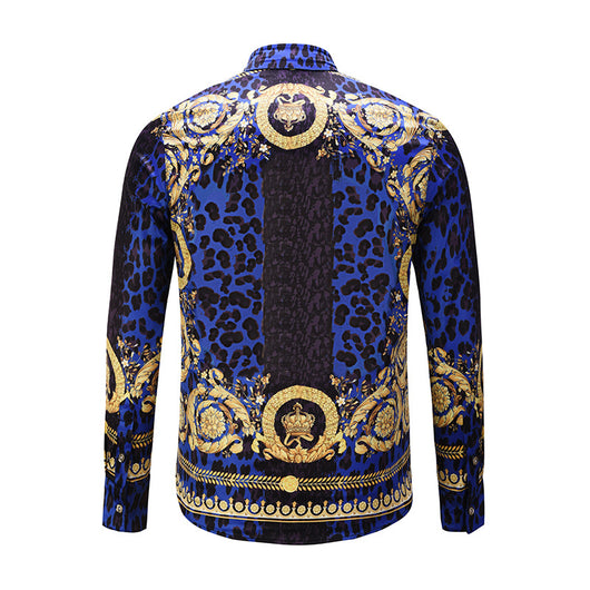 Camisa Étnica Leopardo 3D con Rayas Doradas y Flores - Image 8