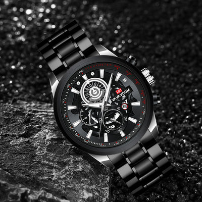 Reloj de Cuarzo para Hombre Dorado Negro Elegancia Empresarial - Image 19