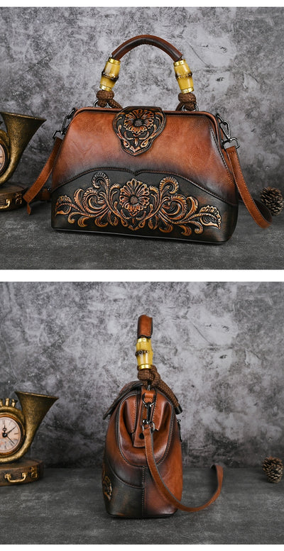 Bolso Crossbody de Cuero con Grabado Retro y Cierre Magnético - Image 22