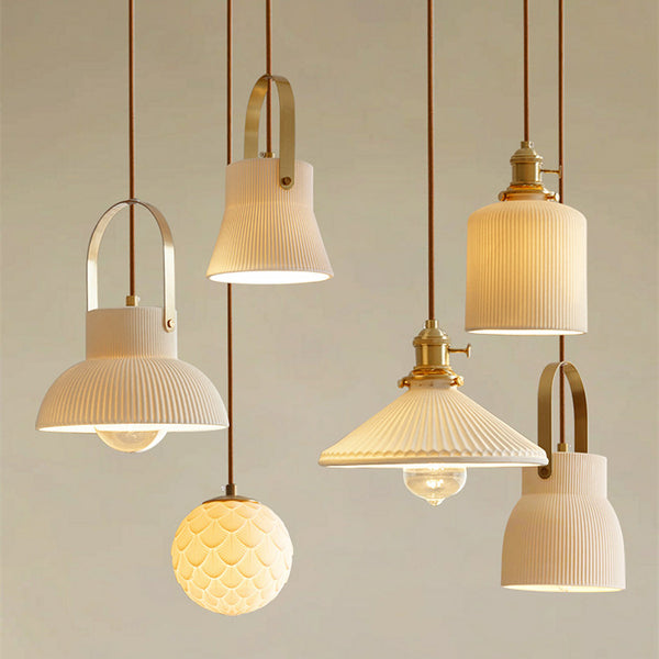 Lámpara Colgante de Porcelana Translúcida Diseño Nórdico Minimalista