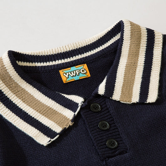 Suéter Tipo Polo Cuello Solapa Estilo College Americano - Image 15