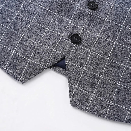 Chaleco y Pantalón de Vestir a Cuadros para Hombre - Conjunto Ejecutivo de 2 Piezas - Image 5