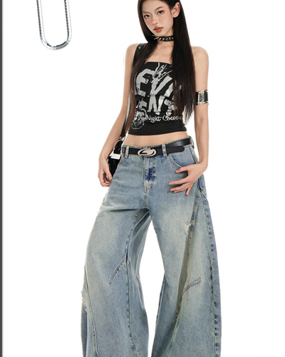 Jeans Rectos Desestructurados Estilo Callejero Retro Americano - Image 4