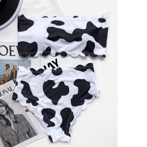 Bikini Envuelto de Tela Estampado Vaca - Nuevo Estilo