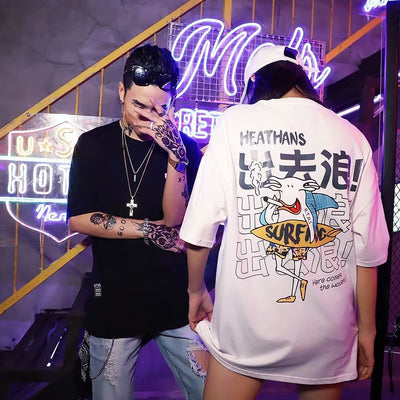 Camiseta Hip Hop Suelta Verano Unisex Estilo León Despierto - Outfit de Pareja - Image 8