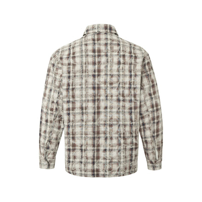 Camisa Cuadros Tie-dye Vintage Desgarrada Manga Larga Oversized - Image 10