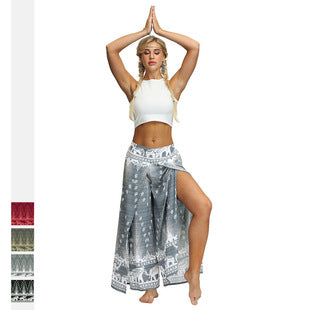 Pantalones Yoga Sueltos con Estampado Étnico y Cintas en Tobillos para Mujer - Image 31