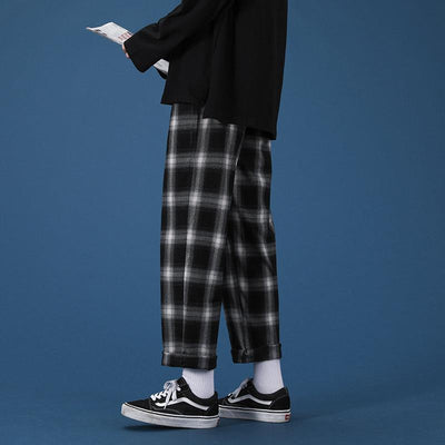 Pantalones Casuales de Cuadros para Hombre con Corte Recto y Cintura Suelta - Image 4