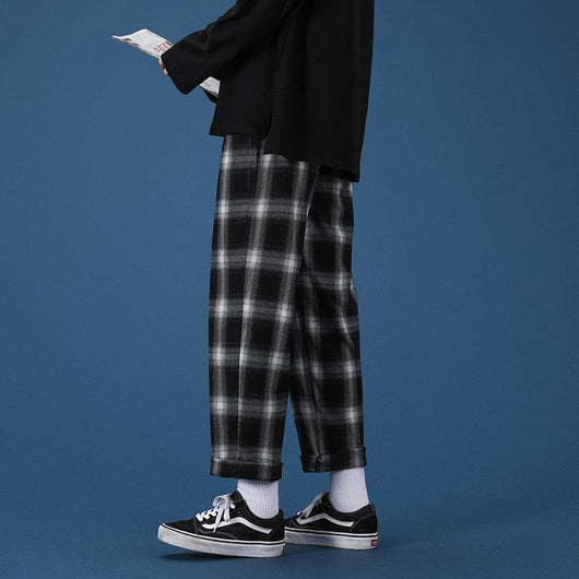 Pantalones Casuales de Cuadros para Hombre con Corte Recto y Cintura Suelta - Image 4