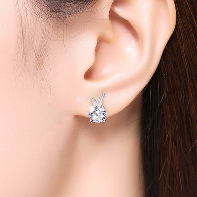 Aretes de Moissanita Conejo en Plata de Ley para Mujer - Image 2