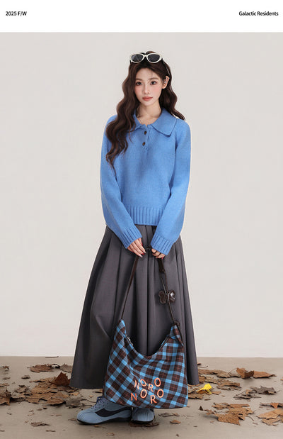 Suéter Tejido Azul con Solapa para Mujer - Image 14