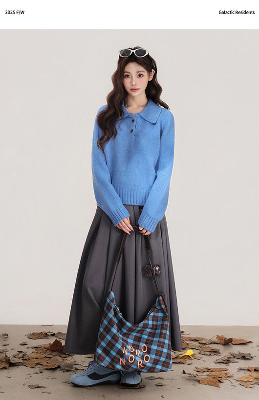 Suéter Tejido Azul con Solapa para Mujer - Image 14