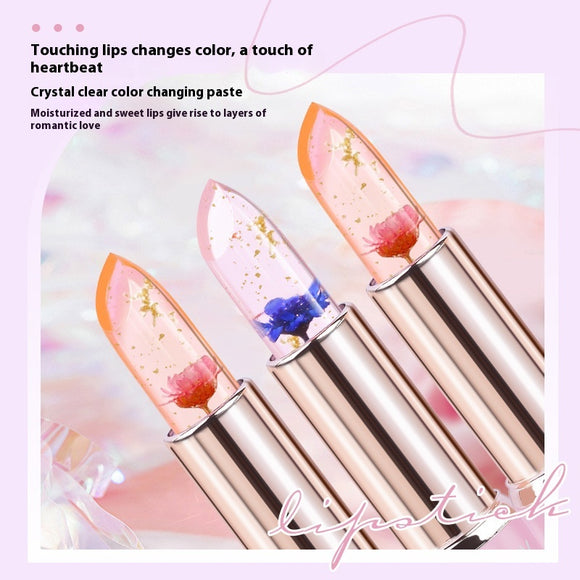 Labial Gel Cambia Color con Flores - Hidratación Duradera sin Transferencia