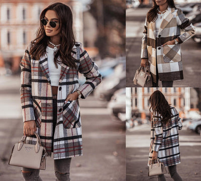 Abrigo de Lana con Estampado de Botones para Otoño e Invierno - Image 3