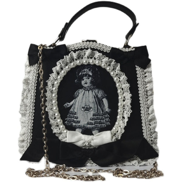 Bolso Vintage Estilo Periódico en Blanco y Negro - Image 5