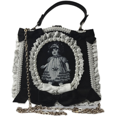 Bolso Vintage Estilo Periódico en Blanco y Negro - Image 5