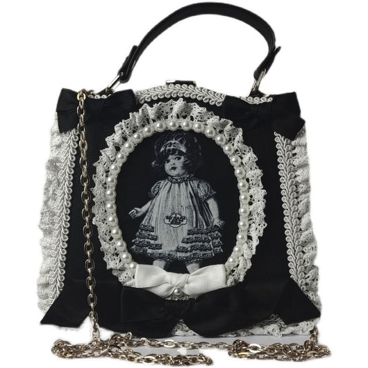 Bolso Vintage Estilo Periódico en Blanco y Negro - Image 5