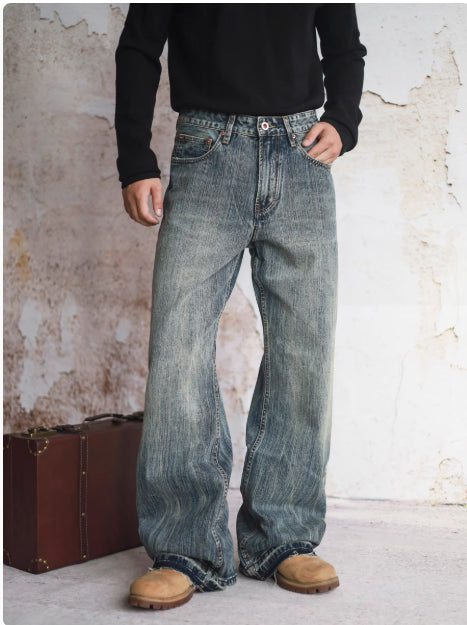 Jeans Rectos Sueltos con Micro Acampanada para Hombre - Image 12