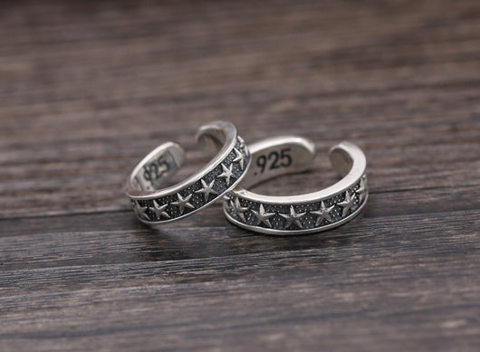 Anillo de Plata Esterlina con Estrella de Cinco Puntas Personalizado para Parejas - Image 3