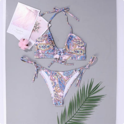 Bikini Floral Ajustable con Espalda Descubierta y Cordones - Image 11