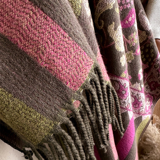 Bufanda Étnica Otoño-Invierno con Flores y Borlas de Hilo Hilado - Image 16