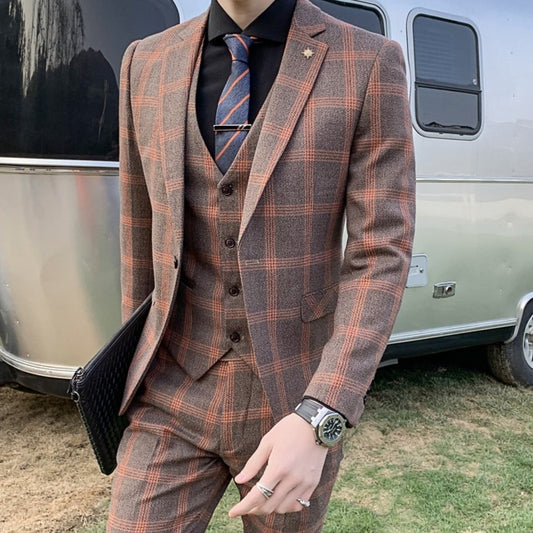 Traje Slim Fit 3 Piezas Fusión Coreana y Británica para Hombre