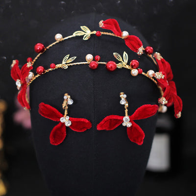 Juego de Pasadores Florales Rojos y Accesorios para el Cabello para Mujeres - Image 6