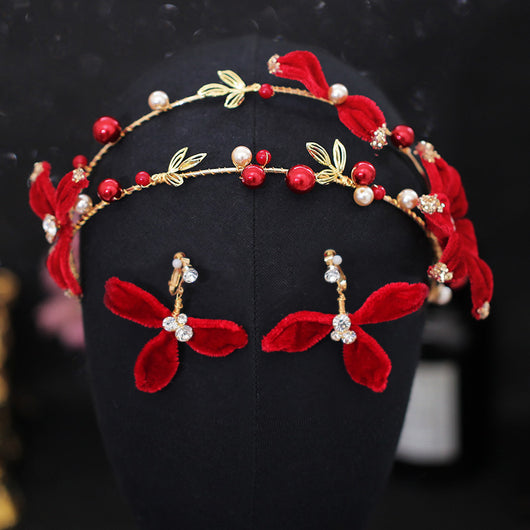 Juego de Pasadores Florales Rojos y Accesorios para el Cabello para Mujeres - Image 6