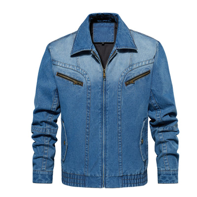 Chaqueta Vaquera para Hombre - Diseño Multi-Bolsillos, Abrigo Primavera Otoño - Image 11