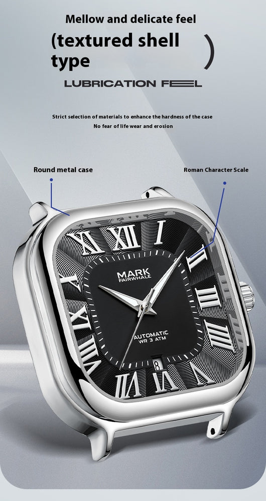 Reloj Mecánico Automático Cuadrado Resistente al Agua con Esfera Luminiscente - Image 9
