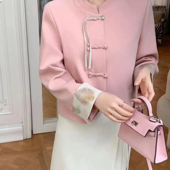 Abrigo Corto Mujer Estilo Hanbok con Botones de Rana - Primavera Otoño