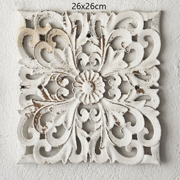 Decoración Mural Tallada Estilo Marroquí - Relieve Artesanal para Sala y Dormitorio