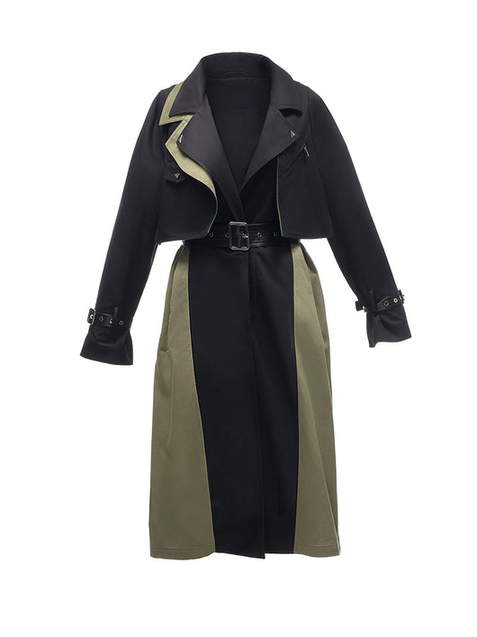 Gabardina Retro con Combinación de Colores Estilo Británico para Mujer - Image 6