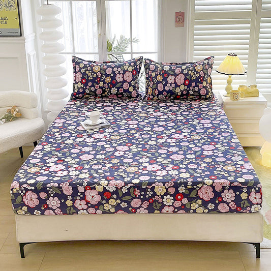 Juego de Sábana Ajustable y Funda de Almohada Estampada en Fibra Sintética