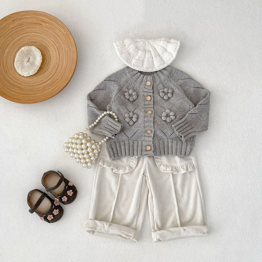 Suéter Tejido a Mano con Calado Hueco para Bebé Niña - Conjunto Coordinado - Image 19