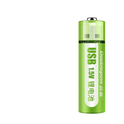 Two green USB rechargeable AA batteries with 1.5V constant voltage, labeled "Doublepow" and "USB 1.5V". - Image 4